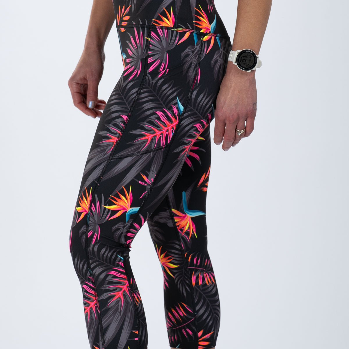 Women's High Rise Capri Leggings - Limited Edition Tropical Print for Yoga, Running & Workouts - Comfortable & Stylish Activewear