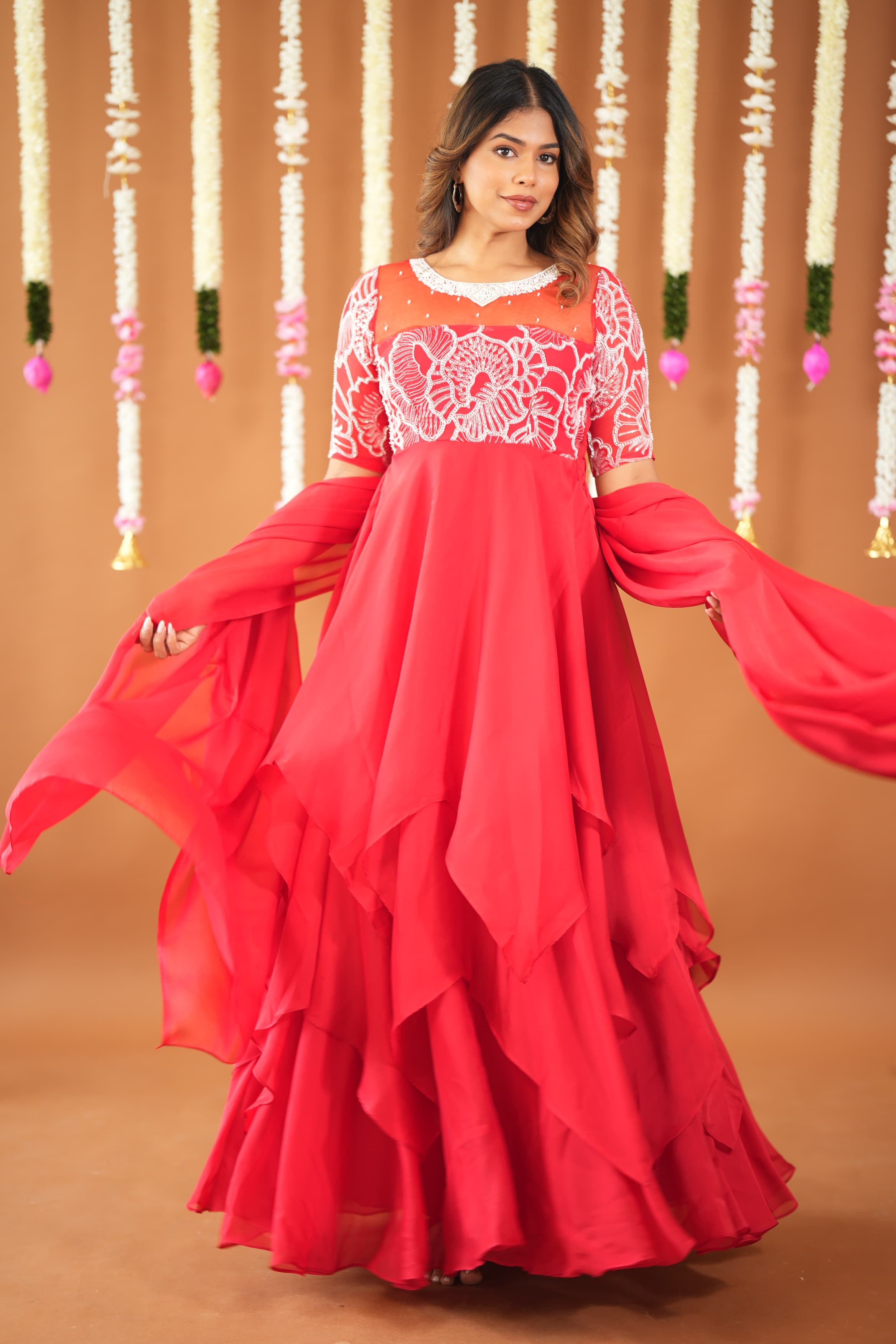 DD612 Nithya Premium Designer Anarkali Kurti for Women - Elegant Ethnic Embroidered Long Tunic Top for Parties, Weddings & Festive Occasions