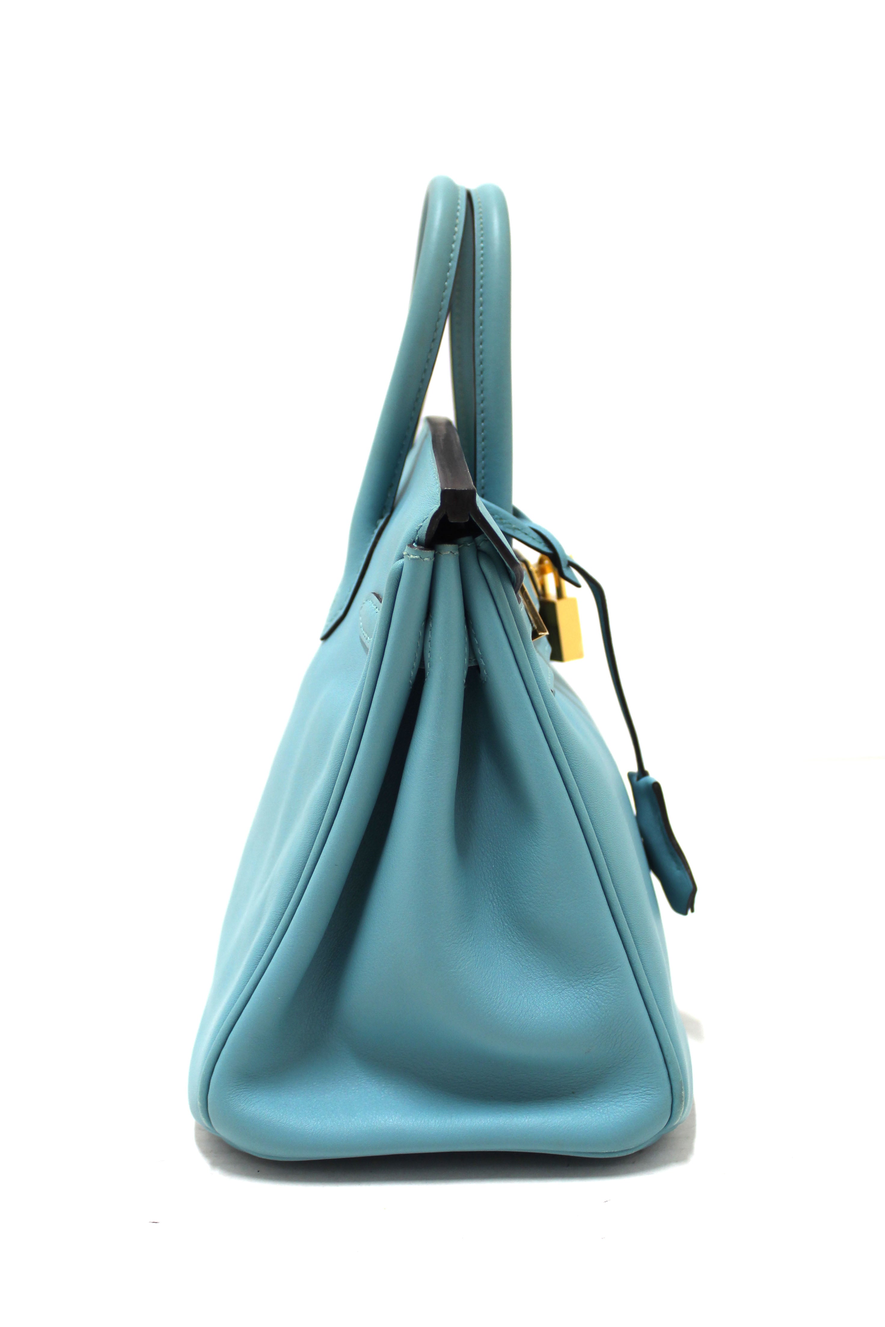Authentic Hermes Birkin 25 Handbag in Swift Bleu Atoll Vache Leather - Luxury Designer Tote for Women, Perfect for Work, Travel & Special Occasions