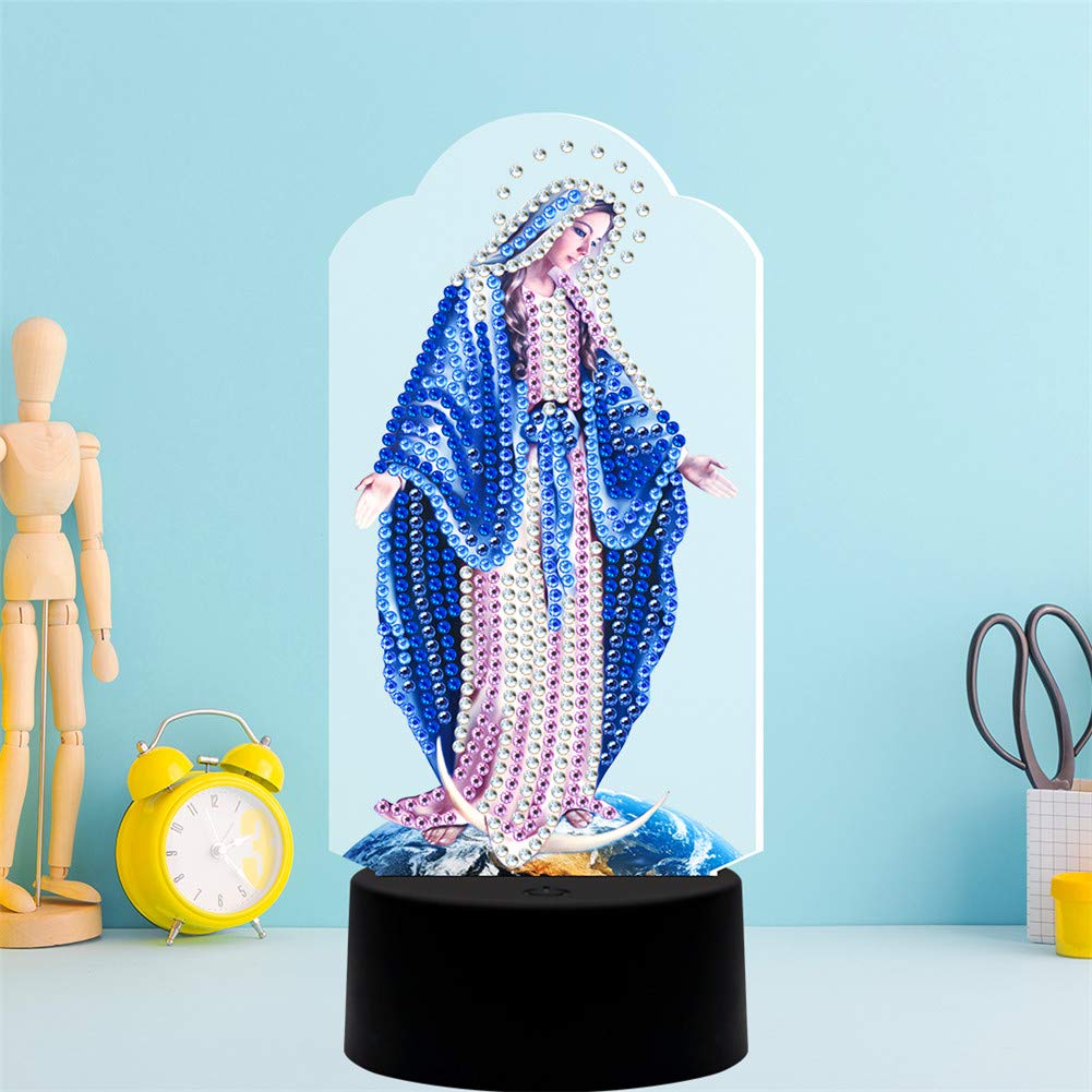 Diamond Painting Night Light - DIY LED Decorative Lamp for Bedroom, Kids Room & Home Decor | Perfect as Bedside Night Light, Gift Idea & Relaxing Craft Project