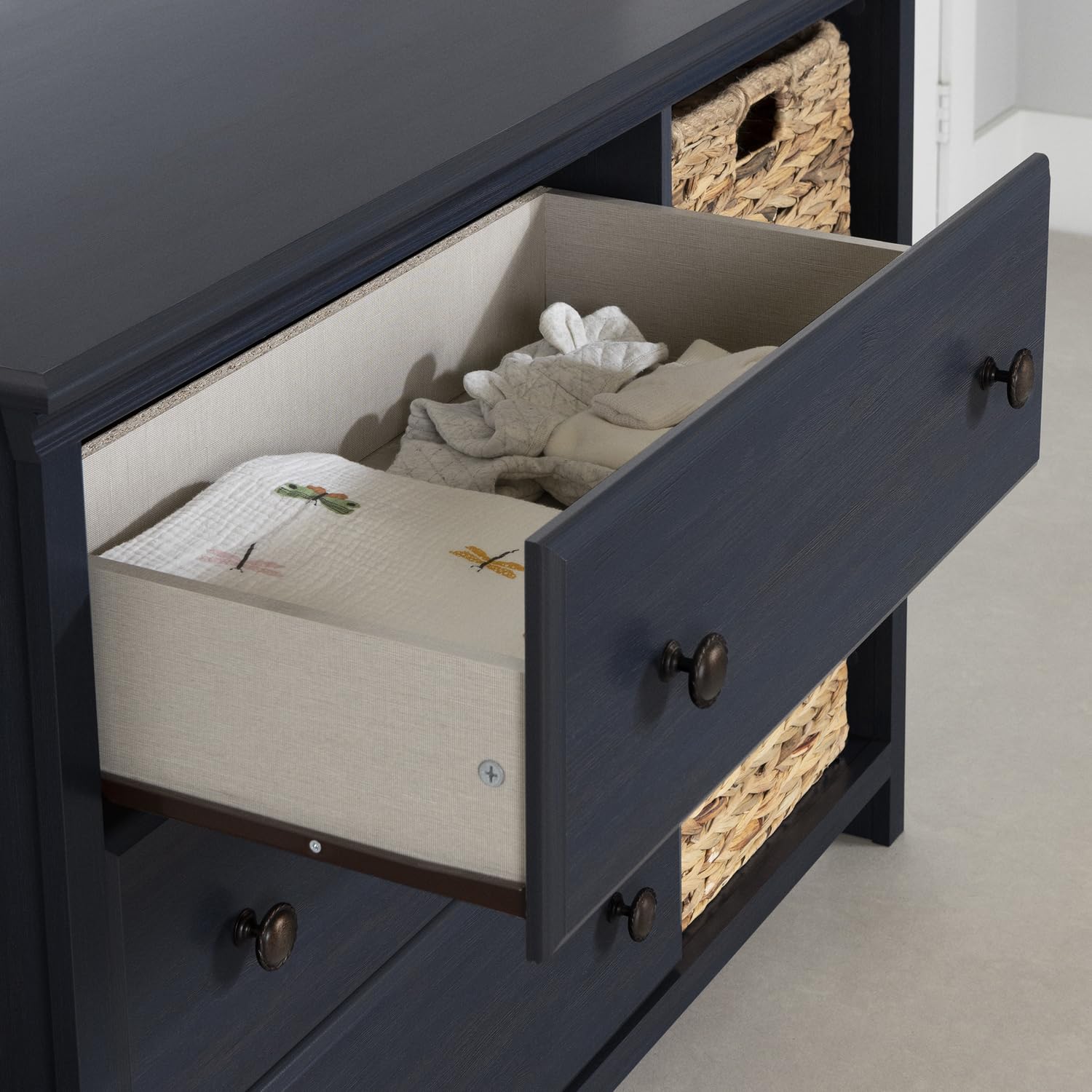 South Shore Cotton Candy 3-Drawer Dresser with Baskets - Blueberry - Kids Bedroom Storage Organizer for Clothes, Toys & Accessories - Perfect for Nursery, Playroom or Dorm Room