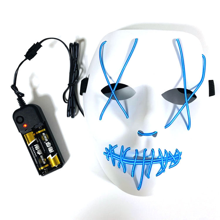Glow in The Dark Halloween LED Light Up Mask - Scary Glowing Face Cover for Costume Parties & Trick or Treating