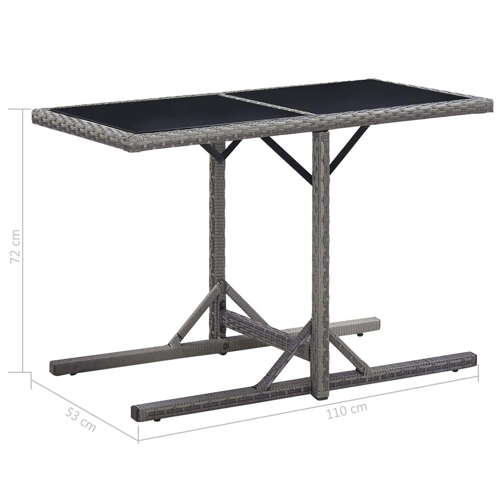 Modern Outdoor Patio Wicker End Table with Glass Top - Rattan Square Coffee Table with Storage, Anthracite Finish 43.3