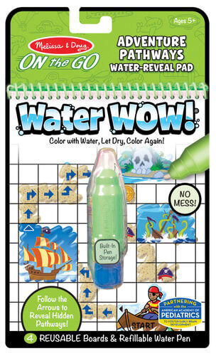 M&D On The Go Water Wow Adventure Path - Reusable Water Reveal Activity Pad for Kids - Perfect for Travel, Road Trips & Airplane Entertainment