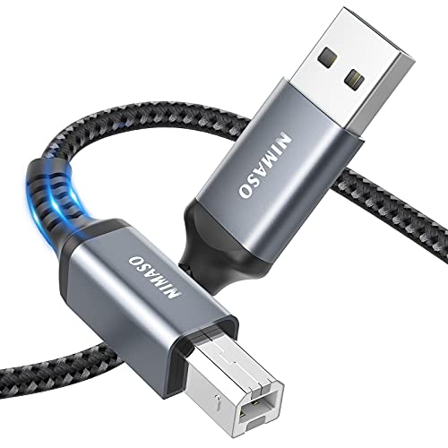 NIMASO 10FT USB 2.0 Printer Cable (Type A to B) - High-Speed Scanner Cord for HP, Canon, Epson, Dell, Lexmark, Brother, Xerox, Samsung Printers - Perfect for Home Office & Small Business Printing Needs