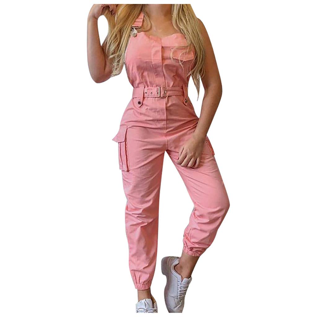 Women's Loose Fit Dungaree Jumpsuit with Long Sleeves & Pockets - Stylish Romper Pants for Casual Wear, Work or Outdoor Activities