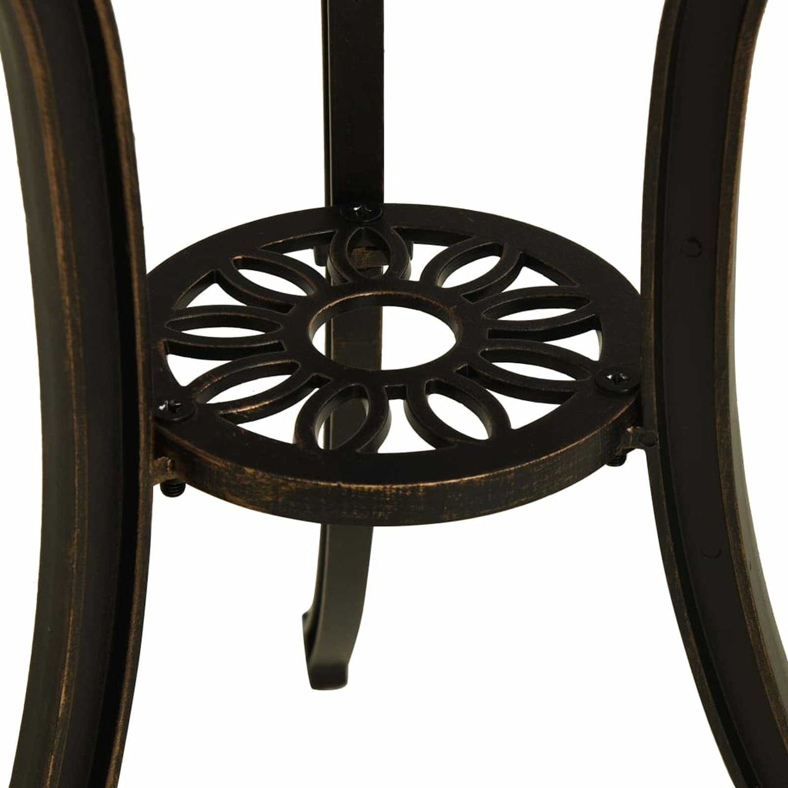Tidyard Round Outdoor Coffee Table with Umbrella Hole - 24.4 Inch Cast Aluminum Patio Side Table in Bronze Finish for Backyard, Poolside, Balcony - Weather-Resistant Indoor/Outdoor Furniture (25.6
