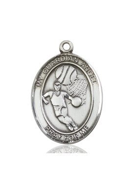 Sterling Silver Guardian Angel Basketball Pendant Necklace - Elegant Religious Jewelry Gift for Women & Men - Perfect for Baptism, Birthday & Sports Fans