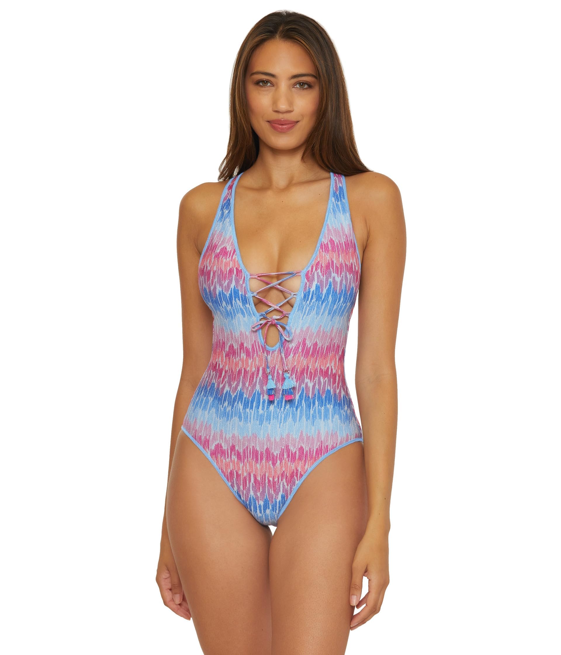 BECCA Women's One Piece Swimsuit - Plunge Neck Adjustable Tie Back Bathing Suit for Pool, Beach & Vacation | Joshua Tree Print