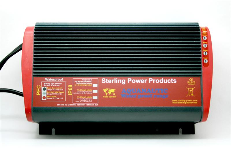 Sterling Power USA Waterproof 20A Marine Battery Charger - 1 Bank for Boats, Yachts & RVs | Fast Charging & Corrosion Resistant | Ideal for Saltwater & Freshwater Use
