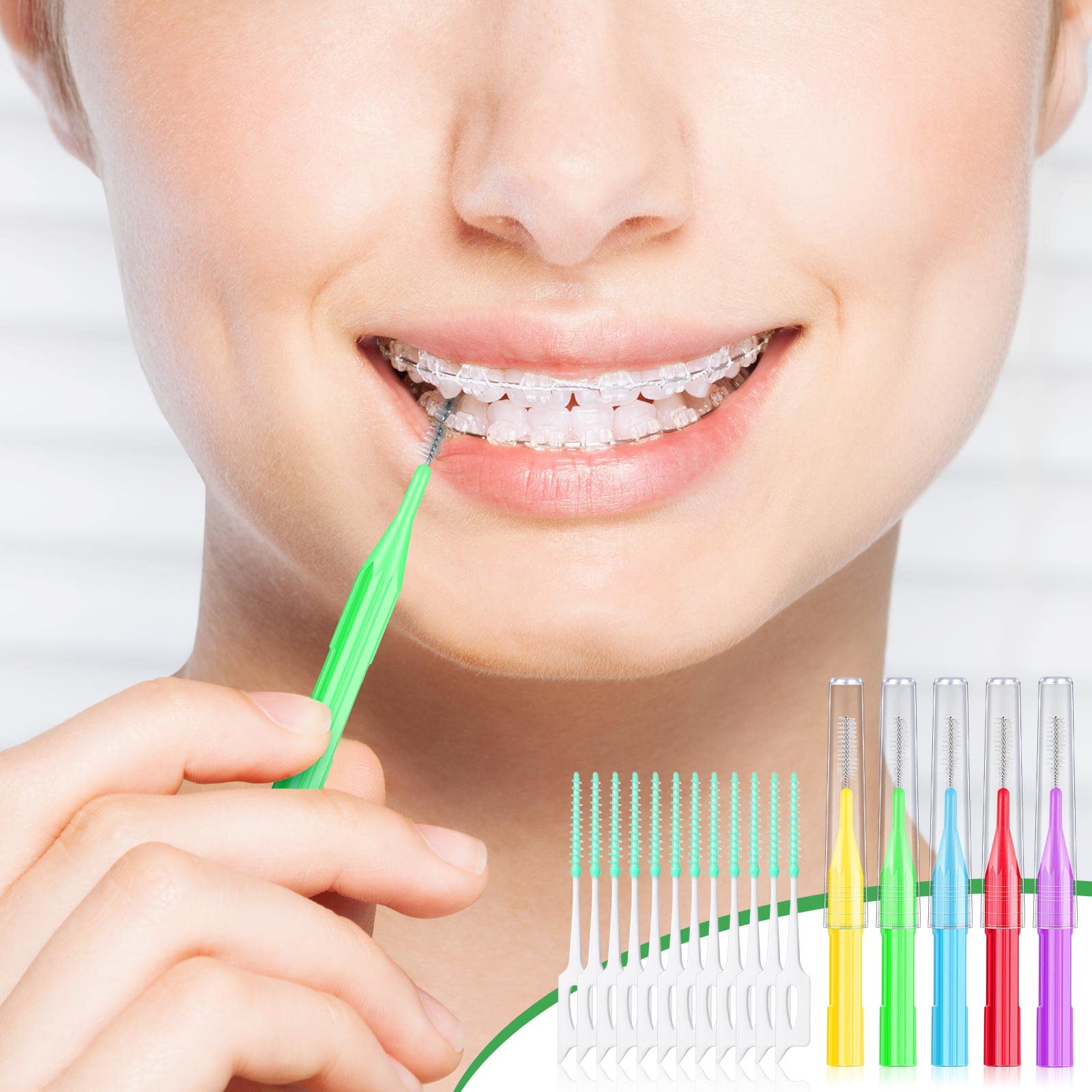 350 Pieces Interdental Brushes for Braces - Soft Gum Cleaning Picks & Dental Flossers | Orthodontic Tooth Cleaners for Oral Hygiene | Perfect for Travel, Home & Office Use (Mixed Colors)