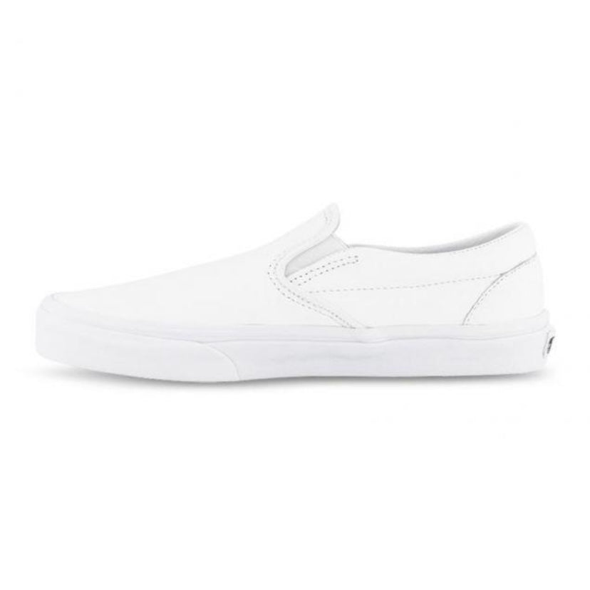 Vans Classic Slip-On Leather Sneakers in White - Comfortable & Stylish Shoes for Casual Wear, Skateboarding & Everyday Outfits