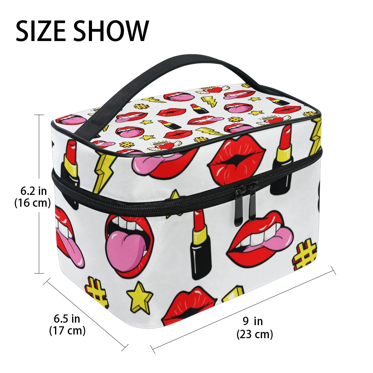 Cooper Girl Lip Tongue Kiss Cosmetic Bag - Waterproof Travel Makeup Case with Mirror | Perfect for Travel, Gym & Daily Organizer