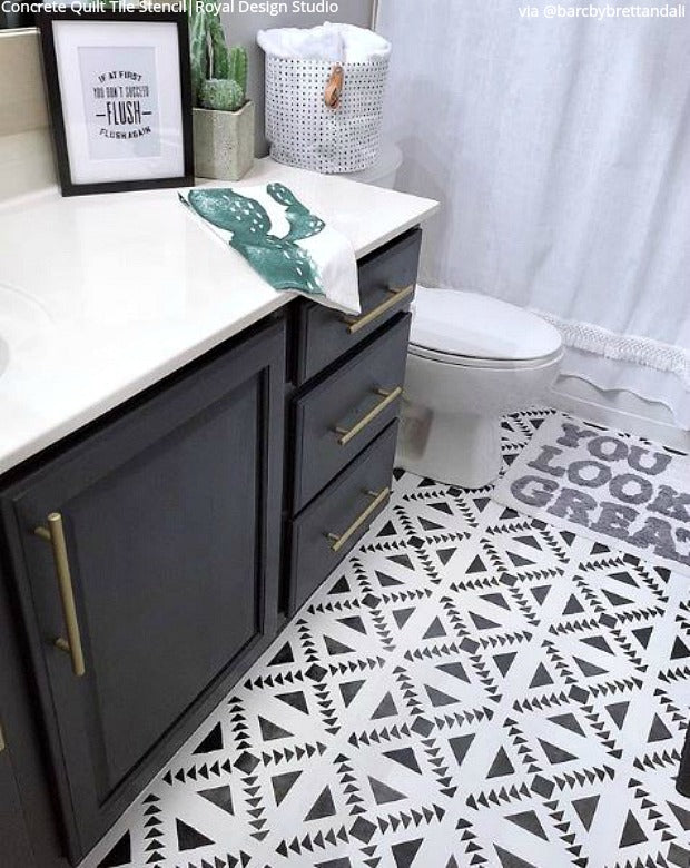 Concrete Quilt Tile Stencil - DIY Cement Floor & Wall Stenciling Kit for Home Decor - Perfect for Patios, Basements, and Garage Floors