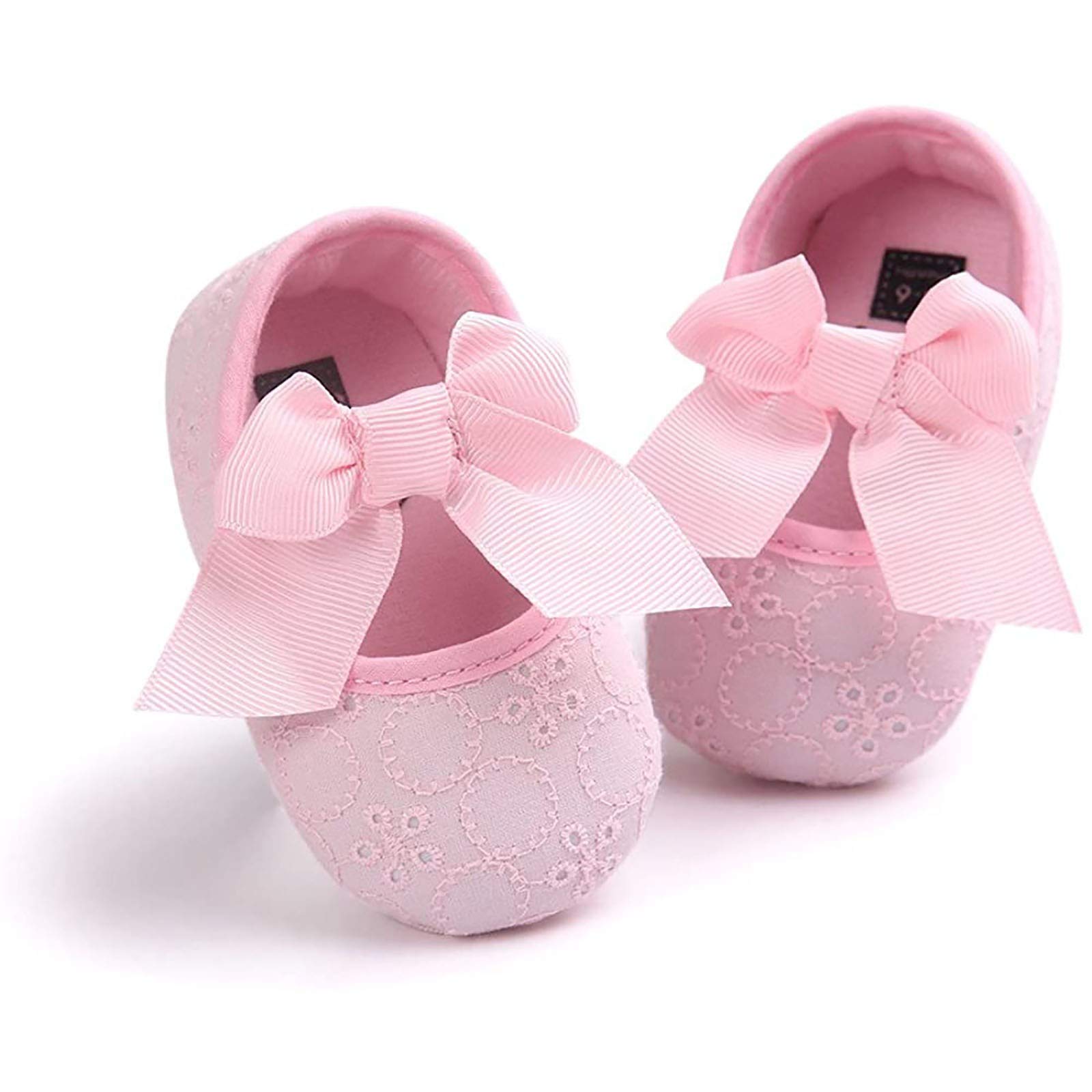 Lykmera Soft Embroidered Bow Princess Baby Shoes for Girls - Pink Toddler Shoes for 6-12 Months | Comfortable First Walking Shoes for Infants, Perfect for Special Occasions & Daily Wear