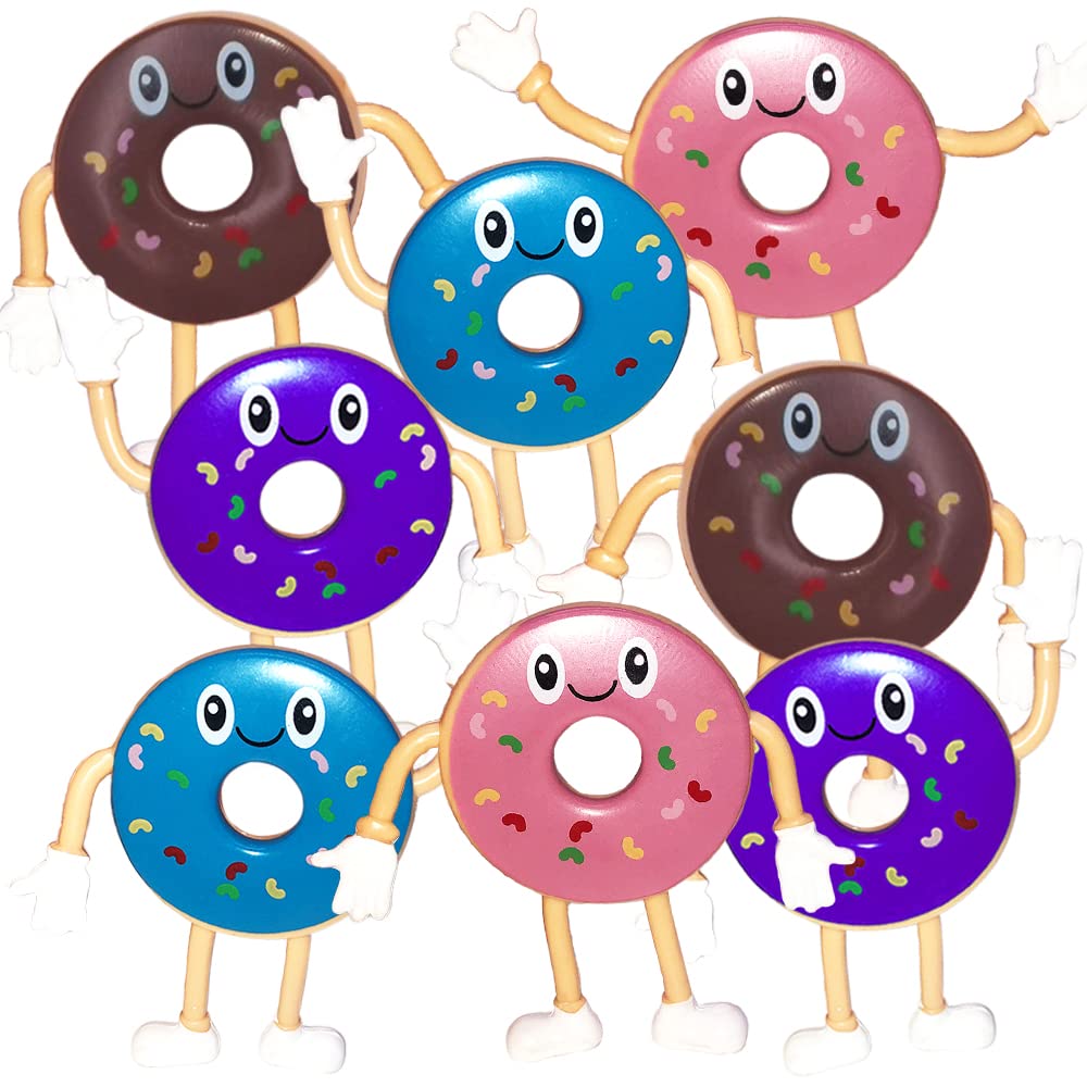 ArtCreativity 12-Piece Bendable Donut Figures Set - Flexible Fun Toys for Kids | Party Favors, Stress Relief Fidget Toys, Easter Basket & Piñata Fillers | Perfect for Birthday Parties, Classroom Rewards & Sensory Play