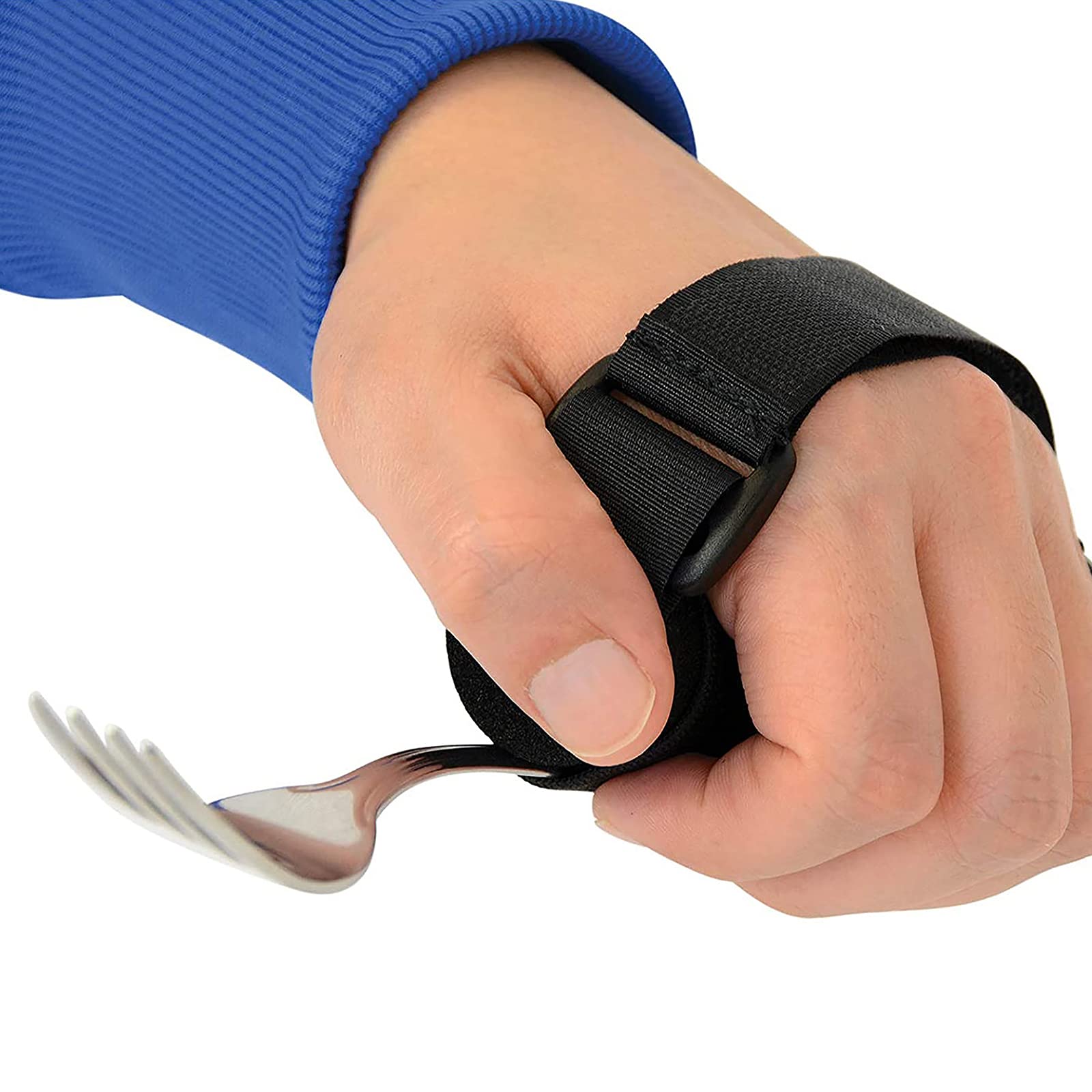 Universal Cuff Utensil Holder Strap - Adaptive Eating Aid for Parkinson's, Arthritis & Hand Tremors - Elderly Assistive Device for Holding Utensils, Writing Tools & Daily Activities (Black) - Perfect for Independent Dining & Self-Care at Home or Healthcare Facilities