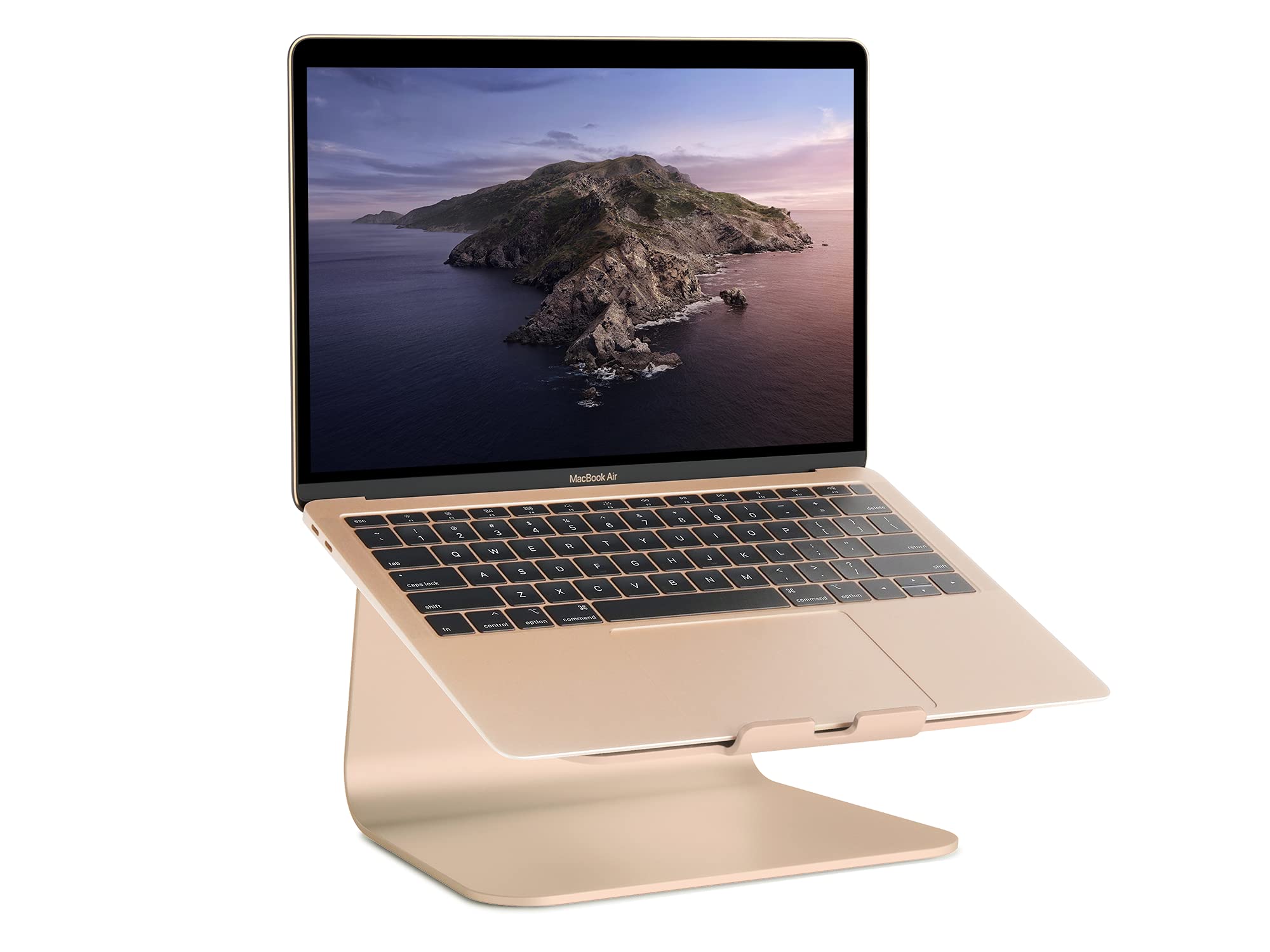 Rain Design mStand Laptop Stand in Gold (10071) - Ergonomic Aluminum Computer Riser for MacBook, Air, Pro - Perfect for Home Office, Desk Setup & Workspace Organization