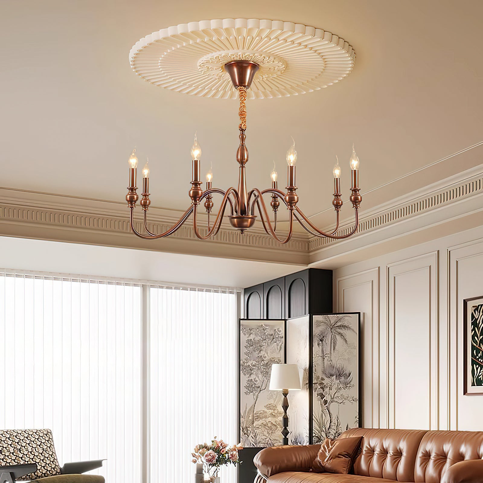 Baxton Candelabra Chandelier - Elegant 5-Light Crystal Ceiling Fixture for Dining Room, Bedroom & Living Room Lighting