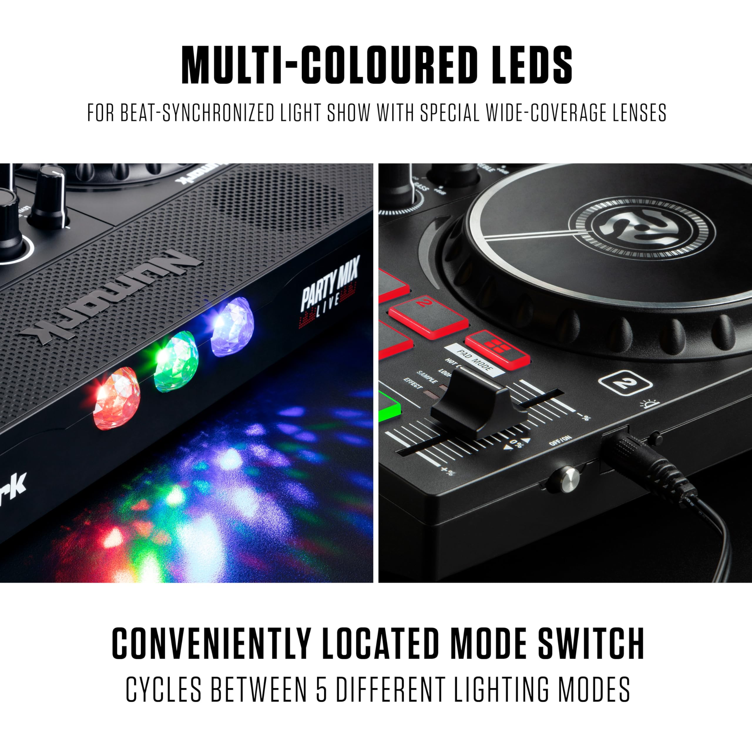Numark Party Mix Live DJ Controller with Built-in Speakers, Party Lights & Mixer - Complete DJ Set with Audio Interface & Serato DJ Lite Software for Home Parties, Clubs & Live Performances