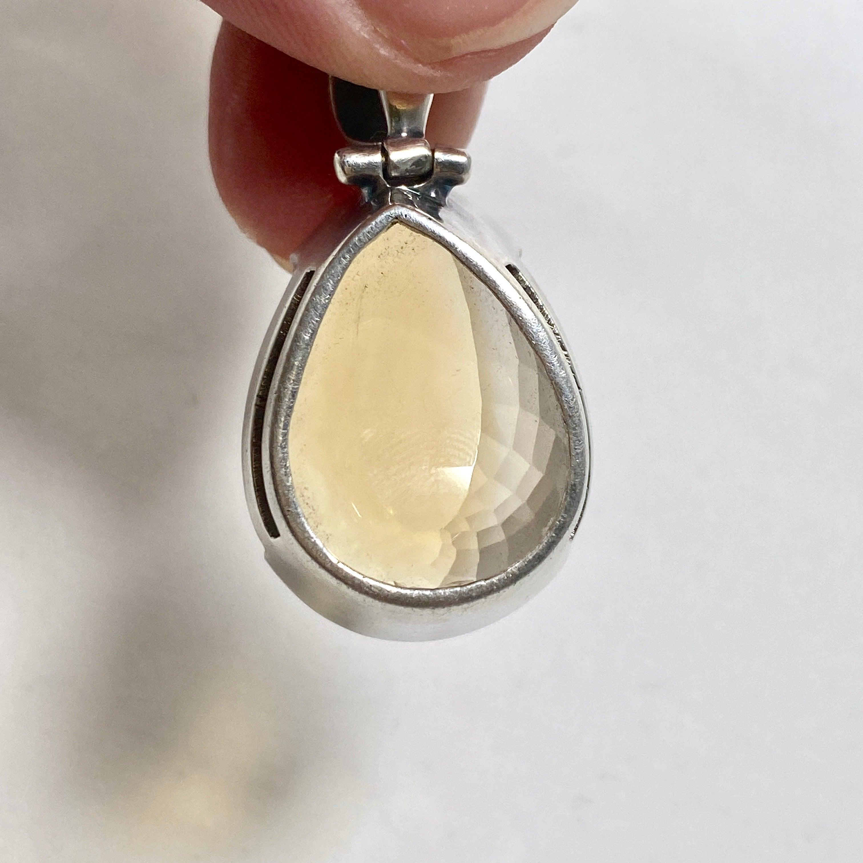 Natural Citrine Faceted Teardrop Pendant Necklace KPGJ3643 - Elegant Jewelry for Women, Perfect for Parties & Gifts
