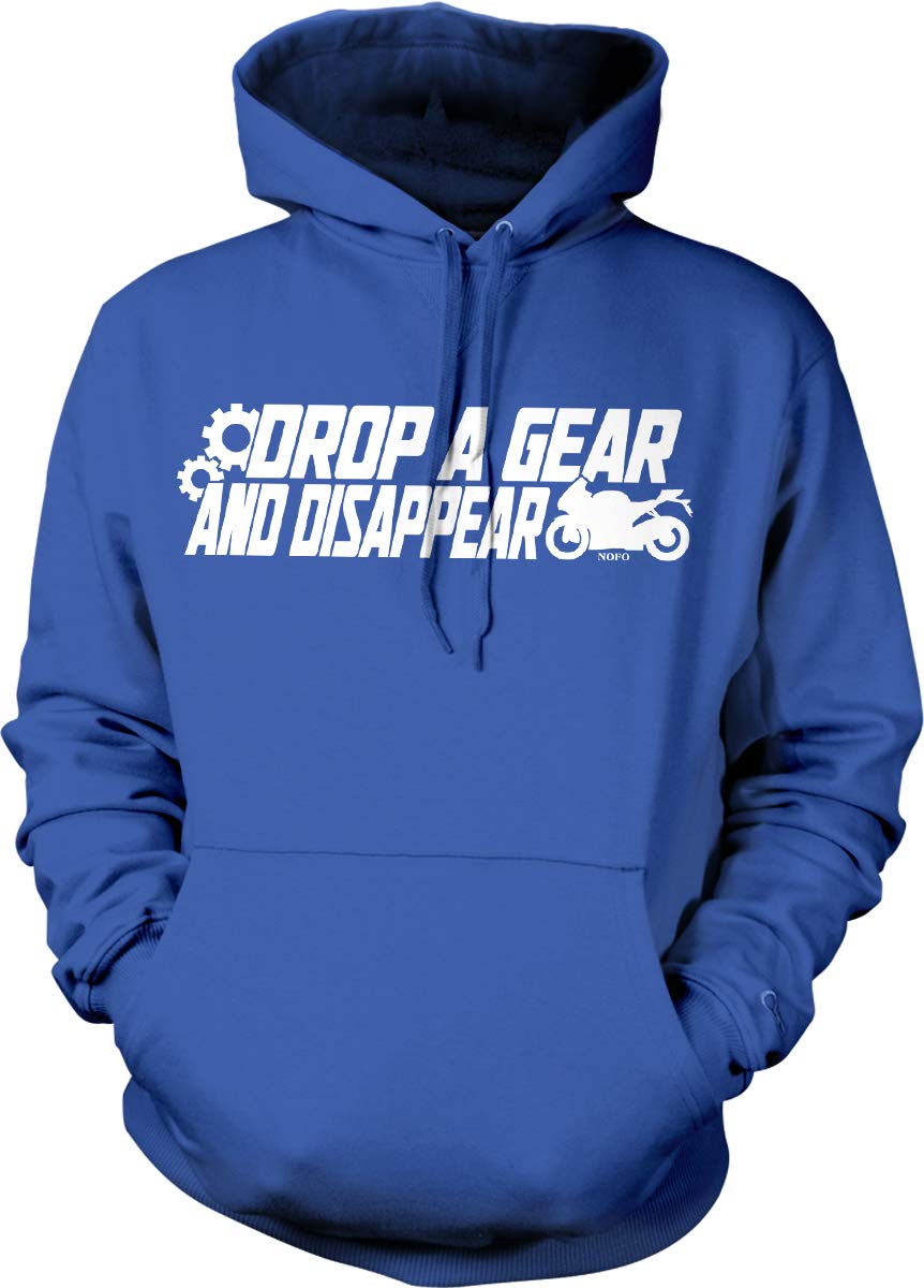 Drop a Gear and Disappear Hooded Sweatshirt - Men's Zip Up Fleece Pullover for Motorcycle Riding & Outdoor Adventures