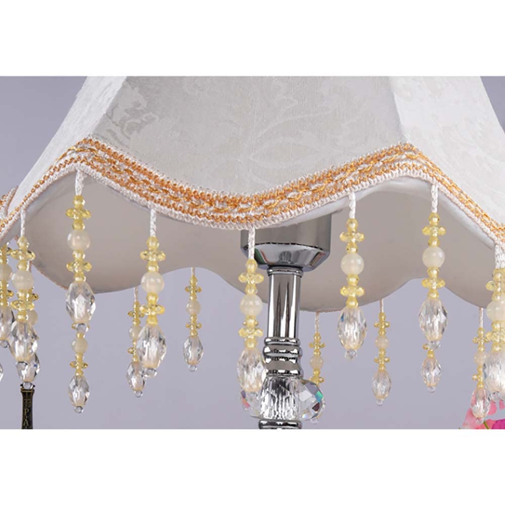 Modern Crystal Bedside Desk Lamp with E27 Socket - 1-Light Fabric Table Lamp for Kids Room, Reading, Nightstand & Vanity Decor - 17.73