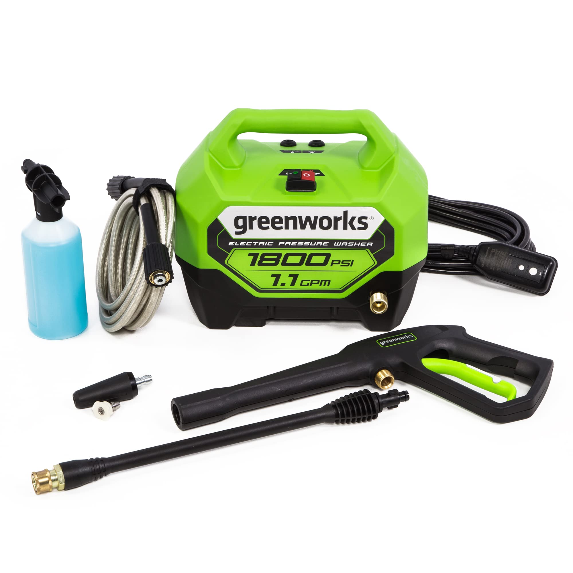 Greenworks 1800 PSI Electric Pressure Washer (1.1 GPM) - PWMA Certified - Powerful Cleaning for Driveways, Patios, Cars & Outdoor Surfaces