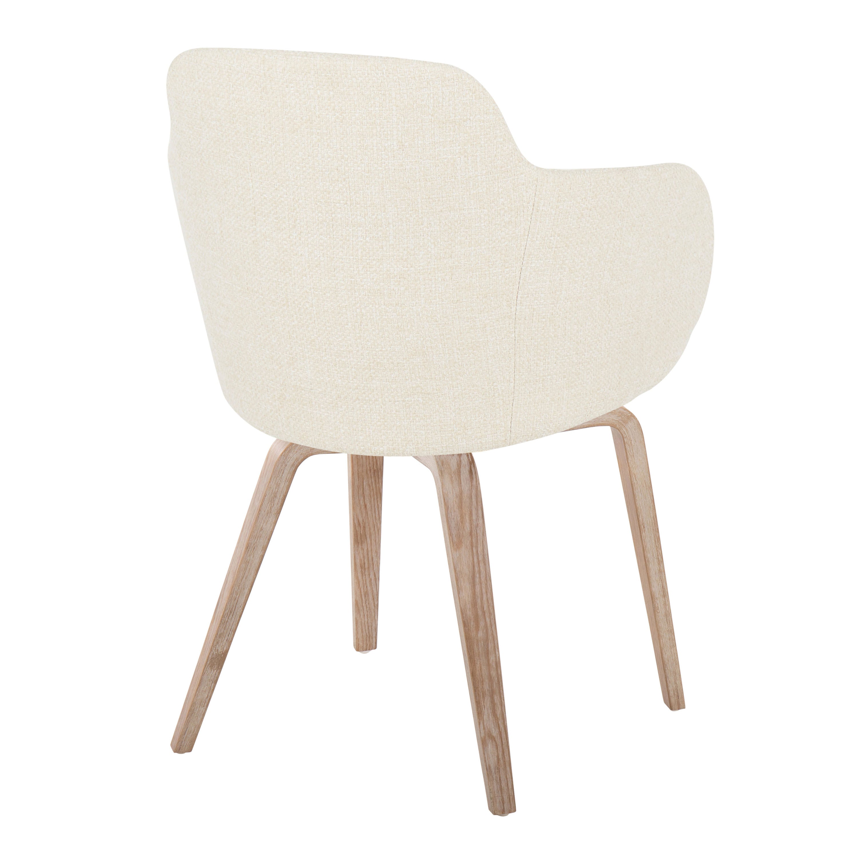 LumiSource Whitewashed Wood & Cream Noise Fabric Contemporary Dining Chairs - Set of 2 Accent Chairs for Modern Kitchen, Dining Room or Office