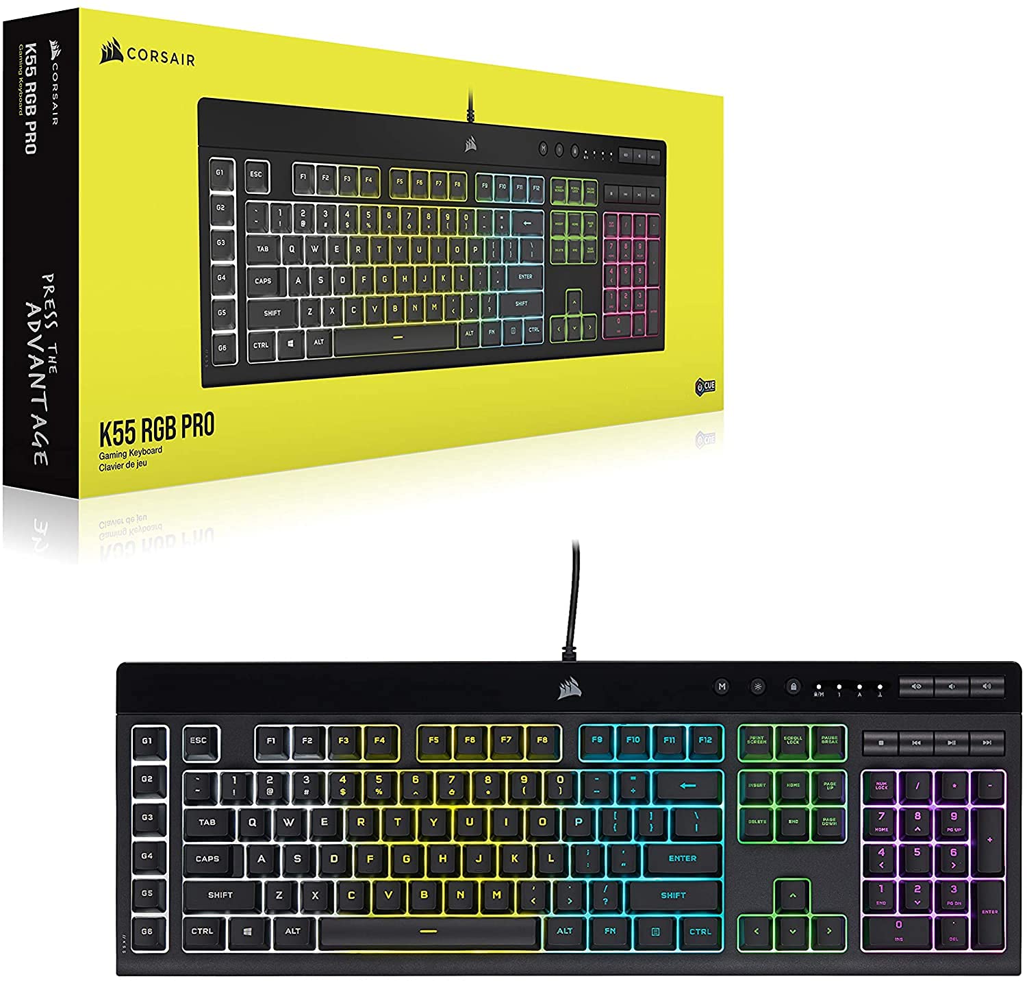 Corsair K55 RGB PRO Wired Gaming Keyboard - Mechanical Feel, RGB Backlit, Spill-Resistant (Renewed) - Perfect for PC Gaming, Streaming & Office Work