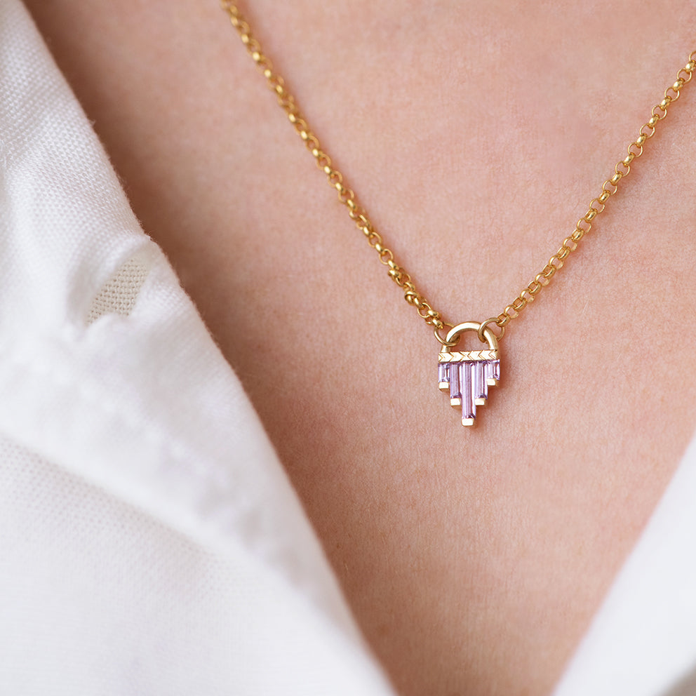 Art Deco Style Vintage Necklace with Genuine Lilac Sapphires - Elegant Statement Jewelry for Women, Perfect for Evening Parties & Special Occasions