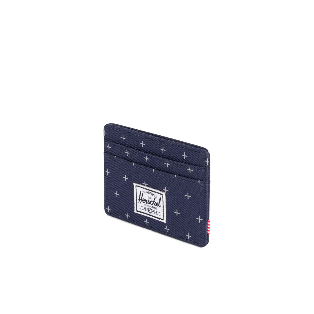 Herschel Charlie RFID Blocking Slim Wallet for Men - Peacoat Gridlock Design | Compact & Secure Card Holder for Everyday Use, Travel & Business