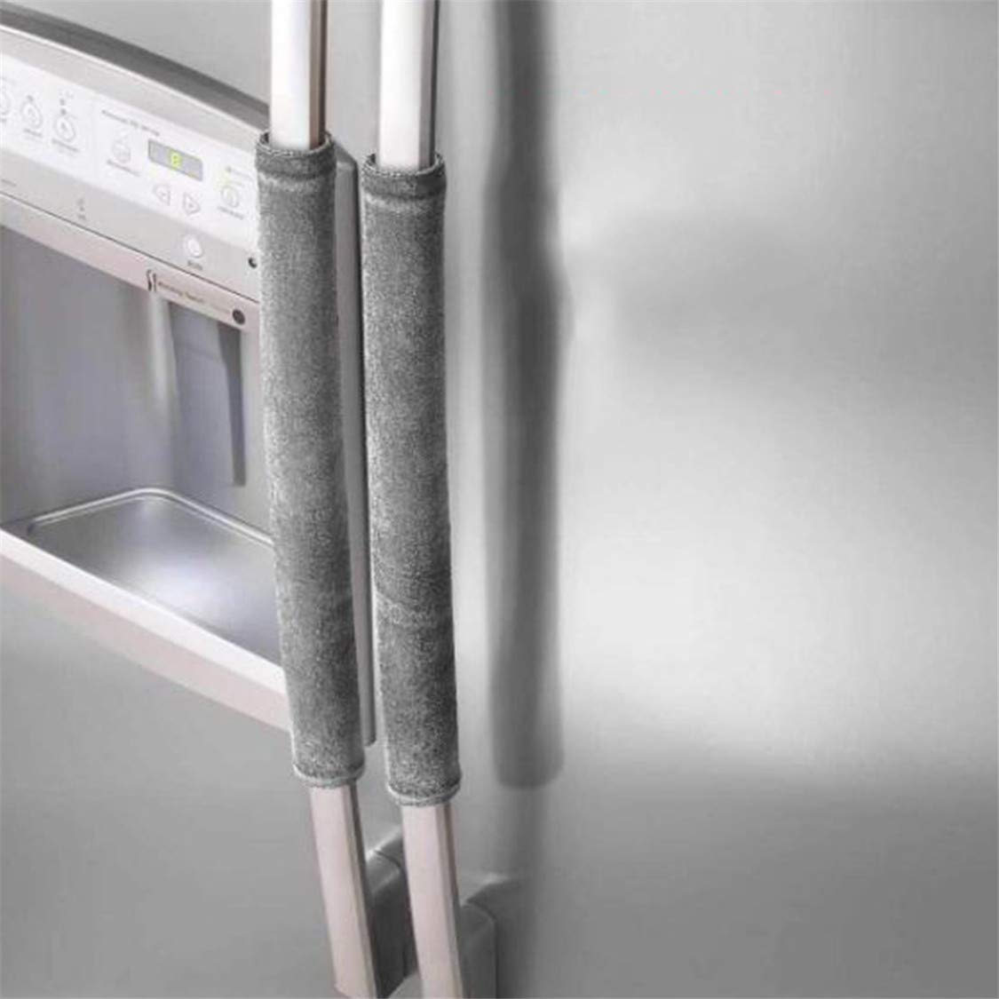 Refrigerator Door Handle Covers - Microwave & Dishwasher Protector - Light Grey Dust & Smudge Proof Cloth - Perfect for Kitchen, Home & Office Use