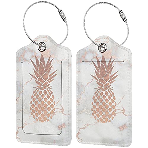 Faux Rose Gold Foil Pineapple on Pink Marble