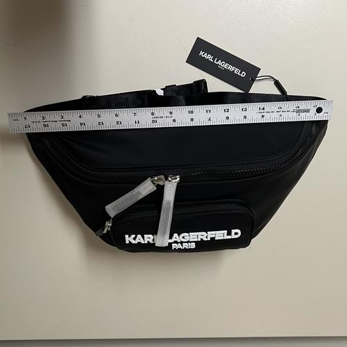 KARL LAGERFELD Paris Voyage Sling Backpack - Black Unisex One Size Shoulder Bag for Travel, Work & Daily Use