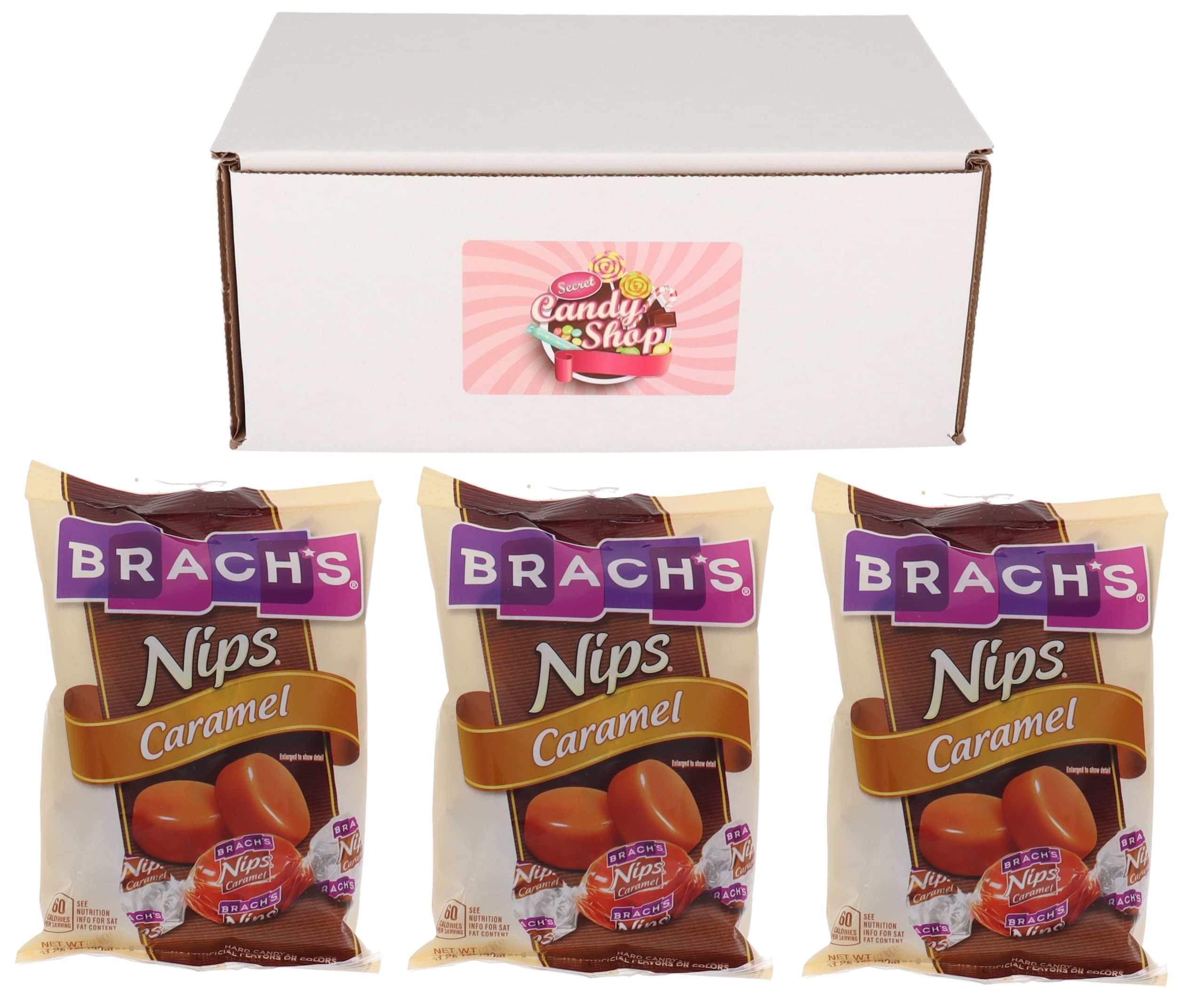 SECRET CANDY SHOP Nips Hard Candy - Gluten Free Caramel Flavor (3-Pack) | Perfect for Office Snacks, Party Favors & On-the-Go Treats