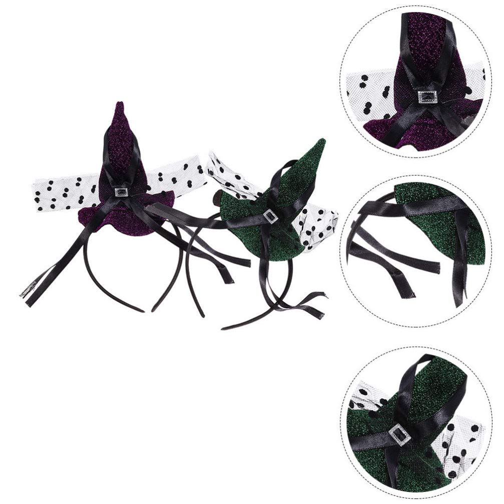 Minkissy 4-Piece Halloween Witch Hat Set - Pointed Hat Headband, Tiara, Hair Tie & Bonnet for Women | Costume Accessories for Halloween Parties, Witch Costumes & Cosplay