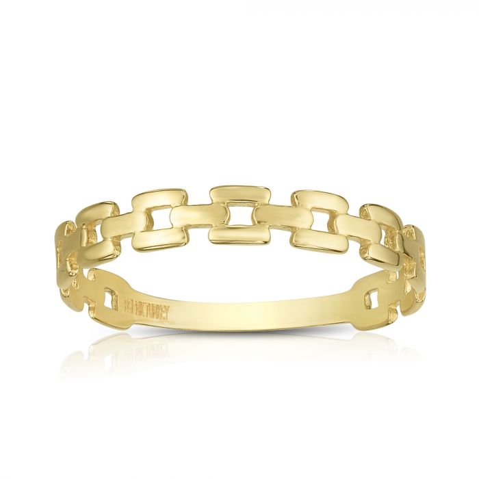 14K Yellow Gold Panther Link Ring for Women - Elegant Jewelry Gift for Birthday, Anniversary & Special Occasions
