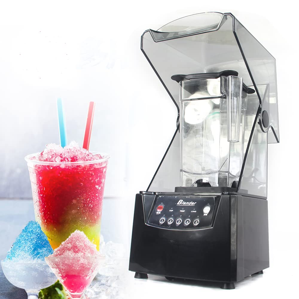 DNYSYSJ 1.8L Commercial Smoothie Blender - 2200W High Power Electric Juicer Mixer with Soundproof Enclosure for Home, Cafe & Juice Bars - Quiet Operation, 110V 60Hz, Black - Perfect for Smoothies, Shakes & Healthy Drinks