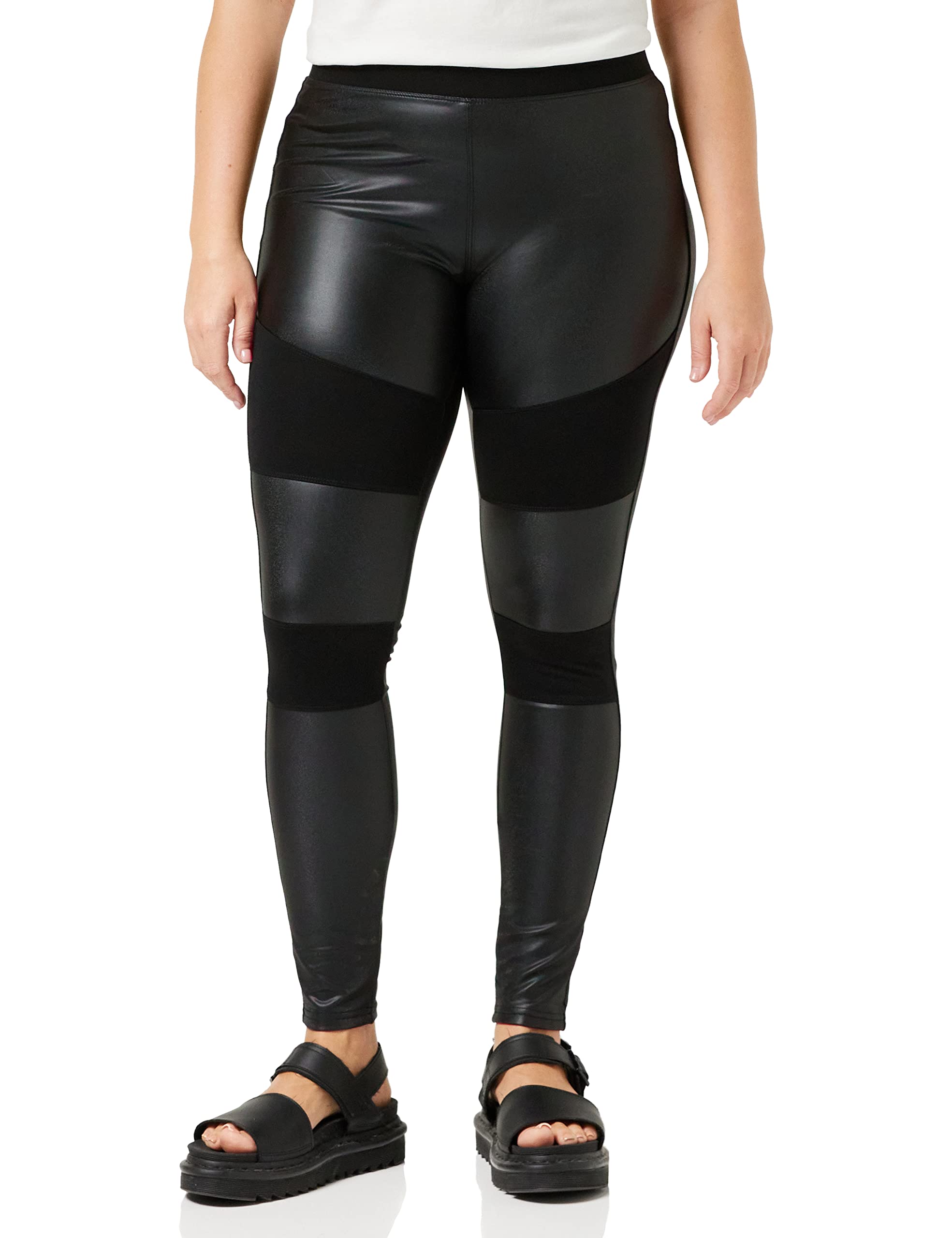 Urban Classics Women's Faux Leather High-Waisted Tech Leggings - Stylish & Comfortable for Yoga, Workouts & Everyday Wear