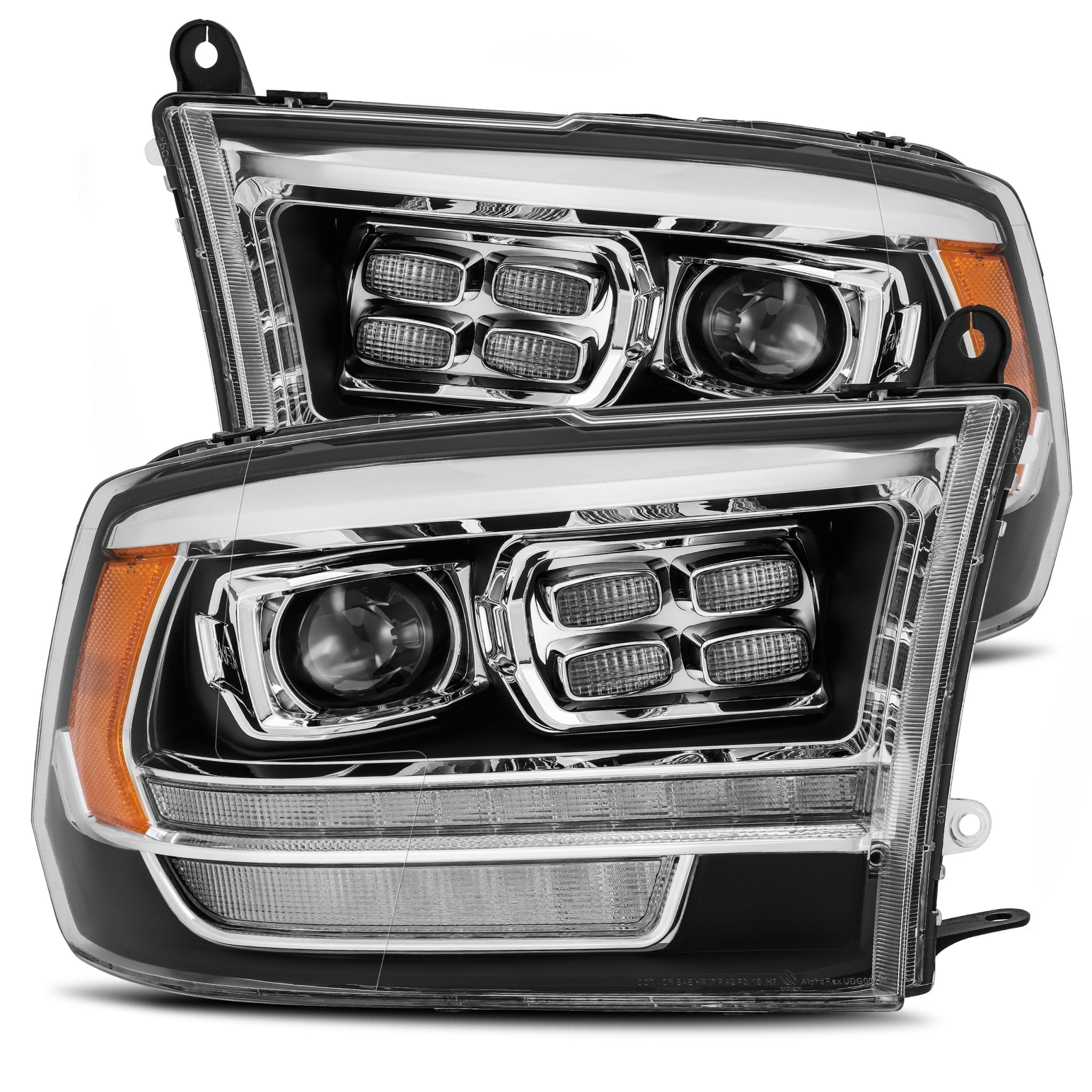 Alpha Rex 880526 Black LED Projector Headlights for 2009-2018 Ram 2500 (5th Gen) - LUXX Series - Upgrade Your Truck Lighting for Night Driving & Off-Road Adventures