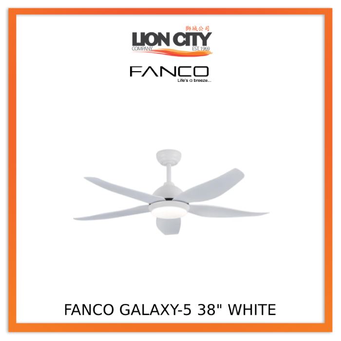Fanco Galaxy 5 38/48/56 Inch DC Motor LED Ceiling Fan with Remote Control - Energy Efficient Quiet Operation for Bedroom, Living Room & Outdoor Patio