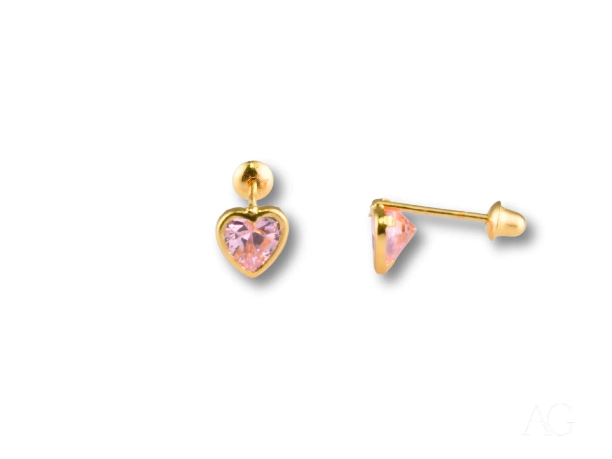 18k Gold Pink Cubic Zirconia Heart Earrings for Women - Elegant Valentine's Day Gift, Anniversary Present & Romantic Date Night Jewelry