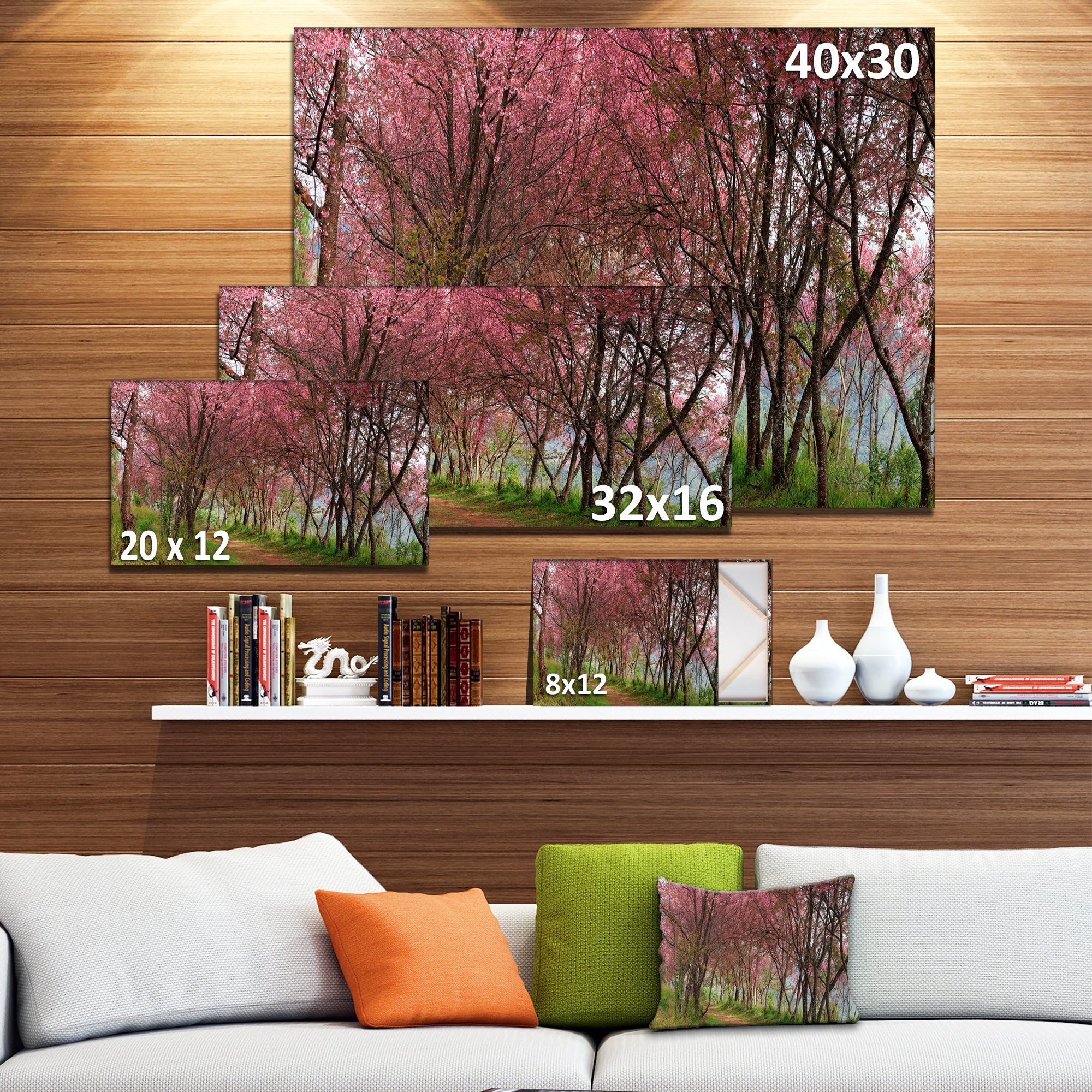 Stunning Sakura Pink Cherry Blossom Flowers Thailand Landscape Canvas Wall Art Print - Perfect for Living Room, Bedroom & Office Decor