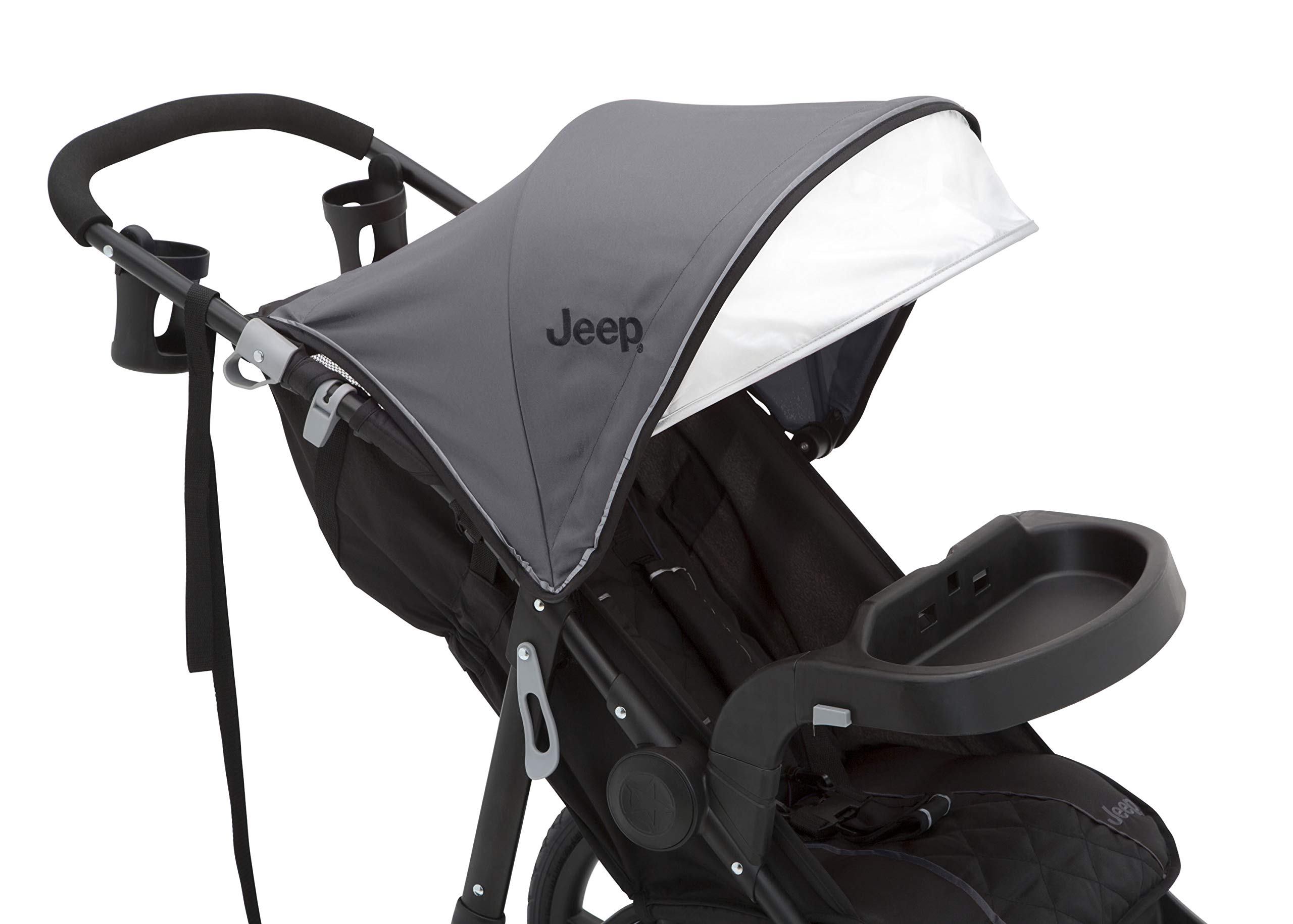 Delta Children Jeep Classic Jogging Stroller - Lightweight All-Terrain Baby Stroller with Adjustable Canopy, Grey | Perfect for Running, Walking & Outdoor Adventures with Your Baby