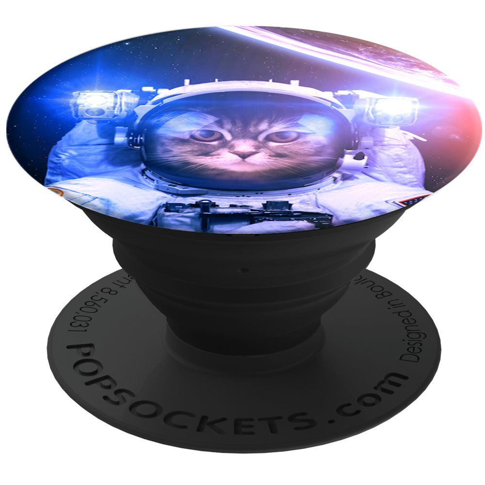 PopSockets Collapsible Grip & Stand for Phones and Tablets - Catstronaut Design | Phone Holder, Kickstand & Anti-Slip Grip | Perfect for Travel, Selfies & Hands-Free Viewing