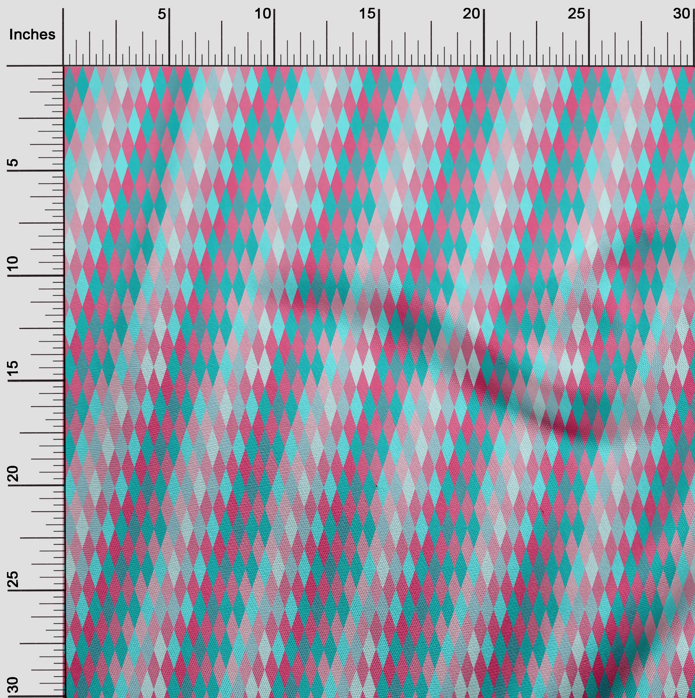 oneOone Cotton Poplin Fabric - Medium Pink Argyle Check Dress Material, 42 Inch Wide (Sold by The Yard) | Perfect for DIY Dresses, Skirts, and Home Decor Projects