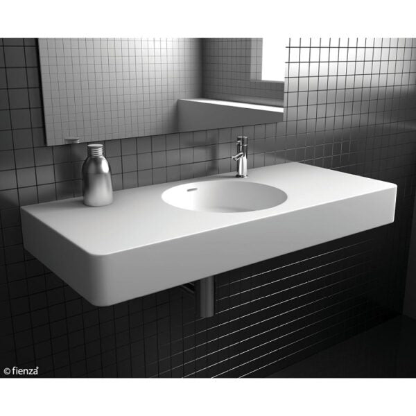 Fienza CSB11 1000 Cast Stone Wall Basin - No Tap Hole - Modern Farmhouse Bathroom Sink - Perfect for Powder Rooms, Guest Baths & Rustic Home Decor