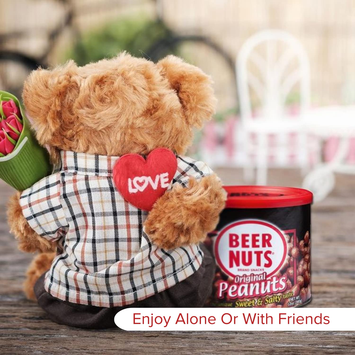 BEER NUTS Original Peanuts - Sweet & Salty Gluten Free Snacks - Kosher Certified, Low Sodium USA Made Peanuts - 12oz Resealable Can (Pack of 12) - Perfect for Parties, Road Trips & Office Snacking