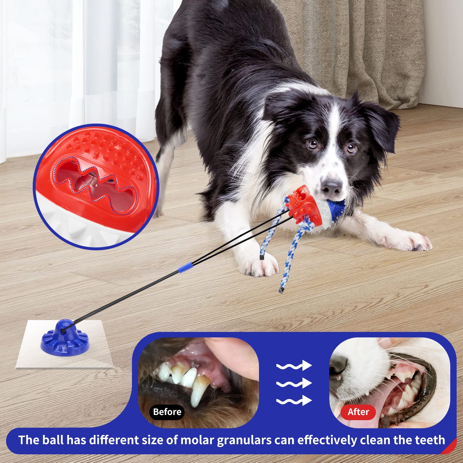 Durable Indestructible Dog Toys for Aggressive Chewers - Interactive Suction Cup Tug of War Toy & Treat Dispensing Puzzle Ball - Perfect for Large Breed Dogs, Boredom Relief & Mental Stimulation - Great for Indoor Play, Training & Enrichment Activities